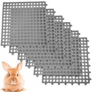 BNOSDM Rabbit Feet Pad 6/12 Pcs Rabbit Cage Mat Floor Plastic Bunny Resting Mat with Hole for Guinea Pig Chinchilla Ferret Small Animal