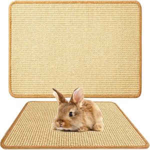 Rabbit Scratch Mat Natural Bunny Scratching Pad Claws and Teeth Care Rabbit Mats for Cages Rabbit Chew Toys for Bunny Pet Cage Bedding for Biting Sleeping Nesting